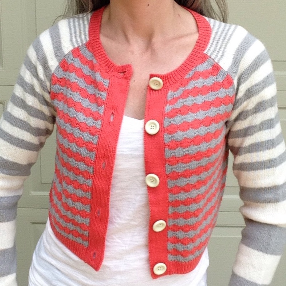Anthro Lili's Closet Cropped Striped Cardigan S